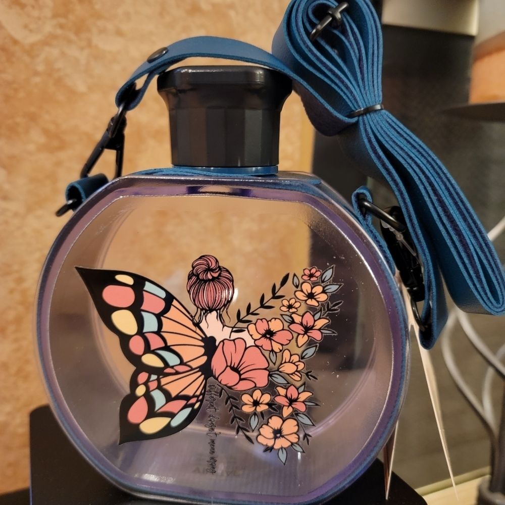 Butterfly"Different Doesn't Mean Wrong"‎ Design Crossbody Canteen Water Bottle